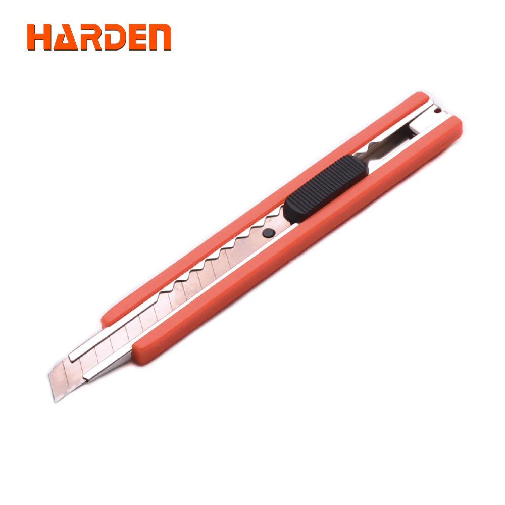 HARDEN 570301 9mm precision snap-off utility knife with metal inner holder and yellow ABS body